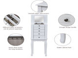 Standing Jewelry Armoire with Mirror, 5 Drawers & 8 Necklace Hooks, Jewelry Cabinet Chest with Top 57172221