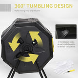 Tumbling Compost Bin Outdoor 360&deg Dual Chamber Rotating Composter 43 Gallon, Yellow W2225142616