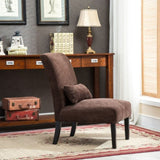 Pisano Contemporary Chenille Fabric Armless Accent Chair with Pillow, Chocolate T2574P164499
