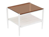 Set of 2 Rectangle End Table, Tempered Glass Tabletop with MDF layer, Modern Table for Living Room , W241P184254