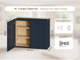 33" Navy Blue Shaker Wall Cabinet Solid Wood with 2 Adjustable Shelves Ready-to-Assemble for T2950P511193