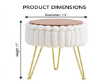Faux Fur Storage Ottoman Vanity Stool with Metal Legs & Anti-Slip Feet Footstool for Bedroom 50028847