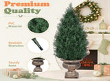 2 Pack 3FT Artificial Potted Trees, Dark Green PE Faux Plants with 360 Dense Branch Tips, Antique 52245840