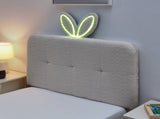 Twin Size Kids Upholstered Bed with Oversized Rabbit Ear Headboard, LED Light & 4 Storage Drawers, W1413P384921