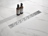 24 Inch Linear Shower Drain with Removable Brick Patterned Grate Cover, 304 Stainless Steel Shower 35704059