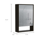 Medicine Single Door Cabinet 35" H, Two Interior Shelves, One External Shelf, Black B097133126