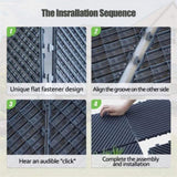 Patio Interlocking Deck Tiles, 12"x12" Square Composite Decking Tiles, Four Slat Plastic Outdoor W1859P224297