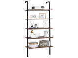 Industrial Wall Mounted Bookcase 5-Tier Open Ladder Shelf Bookshelf with Metal Frame, 23.6" L x 18960257