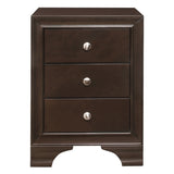 Brown Cherry Finish 3-Drawers Nightstand with 2 USB Ports Transitional Bedroom Furniture 1pc Bedside B011P172001