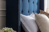 Peyton Upholstered Queen Bed / 54" High Headboard / Traditional Hand Buttoned Tufting / Nailhead B083P152028