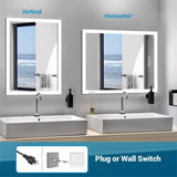 Bright LED Bathroom Mirror 32" x 24" Front Light, 5 Mins Defog, Full HD Reflected, 3 Colors T3177P296166