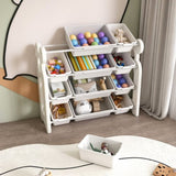 Kids Toy Organizer with 12 Bins, Multi-functional Nursery Organizer Kids Furniture Set Toy W509P288471