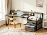 63 Inch Ergonomic Computer Desk with Drawers and Monitor Stand, Office Desk 23001522