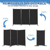 ZNTS 6FT Trifold 160g Polyester Fabric Plastic Foot Carbon Steel Frame Foldable Screen Black 60465483