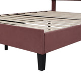Queen Size Upholstered Platform Bed with Flower Pattern Velvet Headboard, Bean Paste Red WF305291AAH