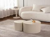 Round Wood Coffee Table for Living Room for Small Space Apartment and No Need Assembly W3081P255040