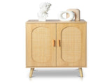 Modern Rattan Shoe Storage Cabinet with Double Doors and Adjustable Shelves, Accent Cabinet for 48636771
