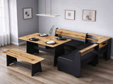 Dining Table Set with Corner Nook Bench, 59.1" L x 46.1" W x 30.7" H, Melamine MDF & PU Upholstery, 99482051