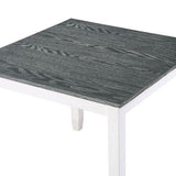 Modern White Solid wood 5pc Dining Set Table 4x Chairs Gray Fabric Cushions Seats Chairs Dining Room B011P230001