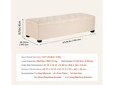 Upholstered Storage Ottoman Bench with Button-Tufted Design, Flip-Top Chest and Side Pockets, Metal 02223314