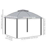 10' x 12' Outdoor Gazebo, Patio Gazebo Canopy Shelter w/ Double Vented Roof, Zippered Mesh W2225142547