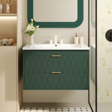 30'' Wall Mounted Bathroom Vanity with Resin Sink,Floating Bathroom Storage Cabinet with 2 Drawers, N710P177301F