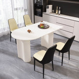 63 "medieval modern cream style MDF dining table and PU dining chair set 4. Assemble Desktop and 10490840
