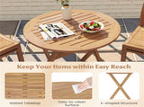 26" x 27" Solid Acacia Wood Foldable Round Side Table, 180 LBS Weight Capacity Patio End Table 61714153