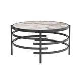 ZNTS 32.48'' Round Coffee Table With Sintered Stone Top&Sturdy Metal Frame, Modern Coffee Table for W1071P144307