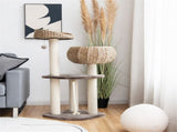 41 Inch Hand-Woven Water Hyacinth Cat Tree, 3 Sisal Scratching Posts Multi-Level Activity Center for 74500291
