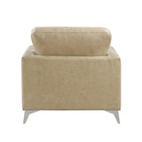 Sand-Hued Polished Microfiber Upholstery Elegant Modern Style Chair 1pc Solid Wood Living Room B011P204087