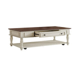 Farmhouse Coffee Table with One Drawer, Easy Assembly, Retro Movable Rectangular Cocktail Table with 77948560