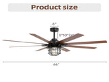 (Same as W882P212626) Modern 66 Inch Ceiling Fan With 6 Speed Wind 8 Blades Remote Control W882P322249