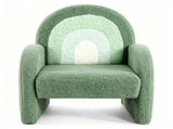 1pc Wood Frame Armchair Kids Sofa, Green Gradient Teddy Velvet 03099891