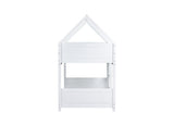 Twin Over Twin House Floor Bed with Headboards, Footboards and Guardrails, Ladder, Rubber Wood W504P227938