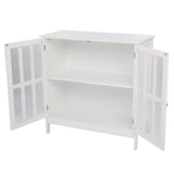 ZNTS FCH Transparent Double Door Side Cabinet White 44876940