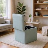 Gray Linen-Textured Storage Ottoman with Black Rubber Feet Compact Square Seat with Hidden 91918099