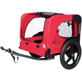 Bicycle trailer for pets outdoor foldable red color dog trailer with reflectors and safty flag W136456073