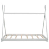 Twin Size House Platform Bed with Triangle tructure,White WF283047AAK