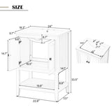 24" White Modern Sleek Bathroom Vanity Elegant Ceramic Sink with Solid Wood Frame Open Style Shelf N725P189823K