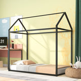 House Bed Frame Twin Size , Kids Bed Frame Metal Platform Bed Floor Bed for Kids Boys Girls No Box WF286771AAB