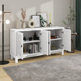 ZNTS Large Storage Space Sideboard, 4 Door Buffet Cabinet with Pull Ring Handles for Living, Dining 18855079