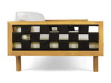 Three-Seater Outdoor Daybed - Acacia Wood Teak Finish Frame with Light Grey Cushions & Black Flat N770P373436L