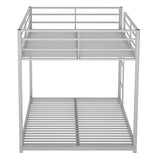 ZNTS Full over Full Metal Bunk Bed, Low Bunk Bed with Ladder, Silve 35681571