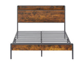 ZNTS Bed frame with charging station full size, Rustic Brown, 83.1'' L x 56.1'' W x 39'' H W1162123744