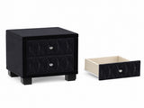 Elegant Velvet Nightstand with 2 Drawers and Crystal Handle, Storage Bedside Table with 94999948