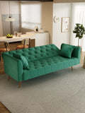 71 inch convertible love seat sofa, American retro green velvet, suitable for small living room, W165880949