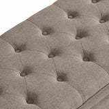 Upholstered tufted button storage bench ,Linen fabric entry bench with spindle wooden legs, Bed W2186P151306