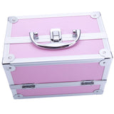 ZNTS SM-2176 Aluminum Makeup Train Case Jewelry Box Cosmetic Organizer with Mirror 9"x6"x6" Pink 34100159