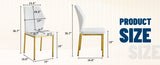 Luxury Simple Chair - Set of 4 White PU Material High Resilience Dining Chair with Metal Gold W1151P282689